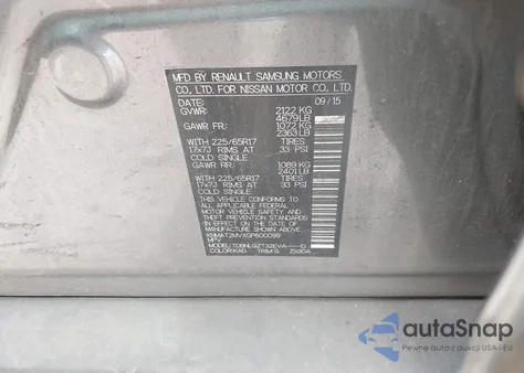 2016 Nissan Rogue Sv из США, поврежденный, VIN KNMAT2MVXGP600099